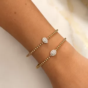 Pulsera rígida con ilusión de diamantes en ovalo o gota de diamantes oro 18k
